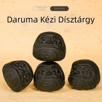 Természetes kristály obszidián Daruma kézbe fogható dísztárgy