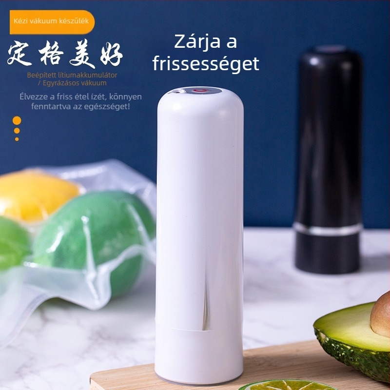Kézi vákuumzáró készülék, otthoni használatra, újratölthető, modell SL-01, kapacitás <500 ml, teljesítmény 5W, feszültség 5V, anyag műanyag