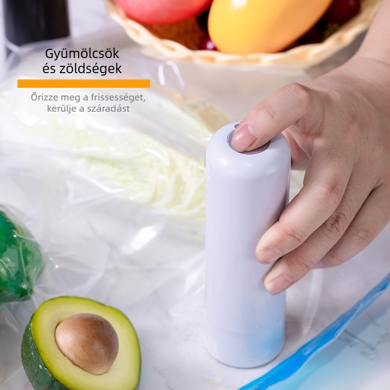 Kézi vákuumzáró készülék, otthoni használatra, újratölthető, modell SL-01, kapacitás <500 ml, teljesítmény 5W, feszültség 5V, anyag műanyag