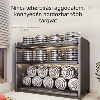 Multifunkcionális konyhai fűszertartó polc fedéllel — porvédő asztali tároló, szénacélból