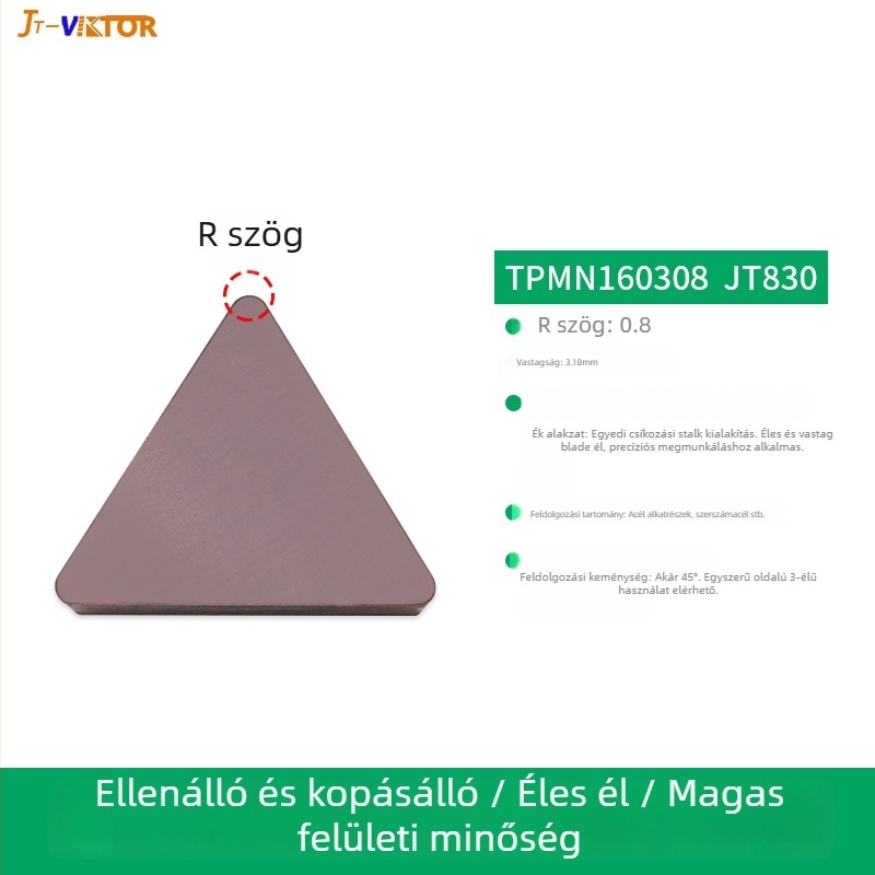 JT-VIKTOR TPMN160308 Középső háromszög CNC maróbetét – fém-kerámia ötvözetű vágófej – NC szerszám acélhoz és rozsdamentes acélhoz