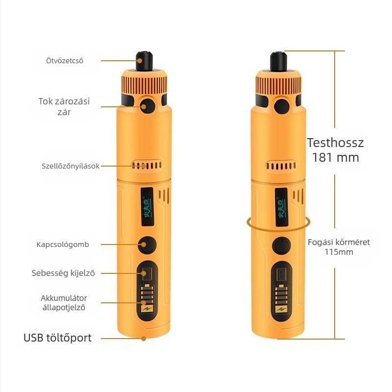 Mini kézi elektromos csiszoló – hálózati táplálás, 8V, 0,228 kg, csiszolás, polírozás, faragás, fúrás