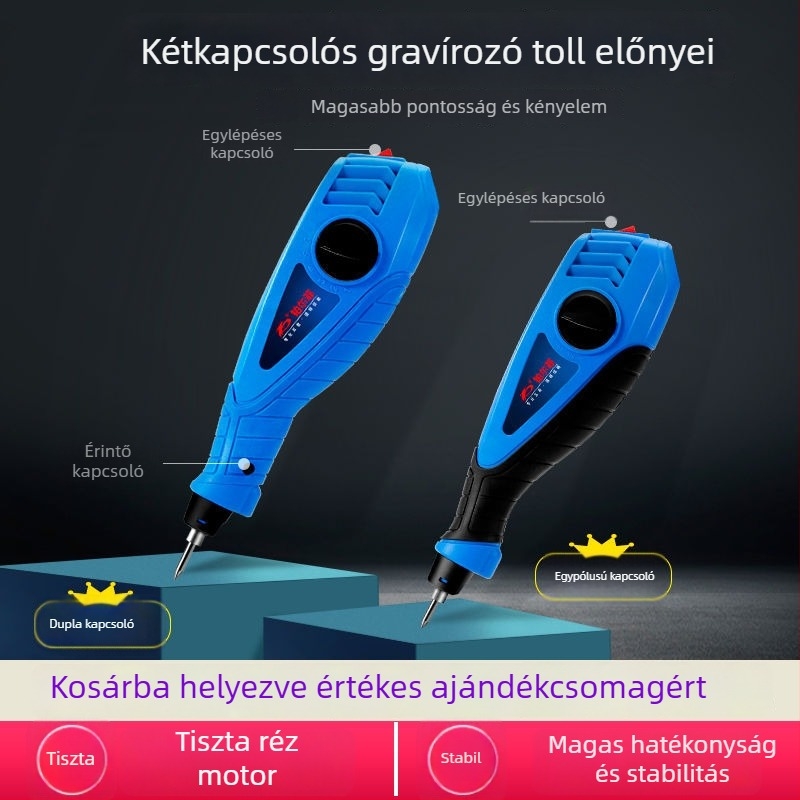 Elektromos gravírozó toll fémre és rozsdamentes acélra – kompakt, többfunkciós gravírozó eszköz faipari munkákhoz