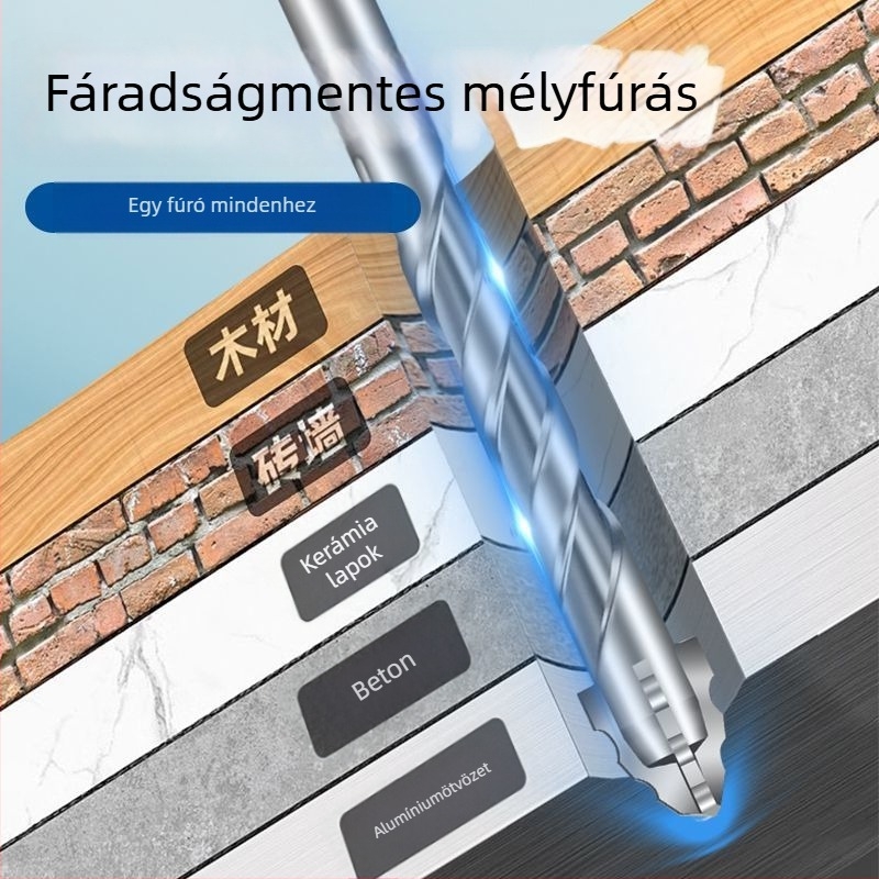 King Fang megújított négyélű recés excentrikus fúrófej, hatszögletű szár, kerámia csempékre és betonra, száraz fúrás