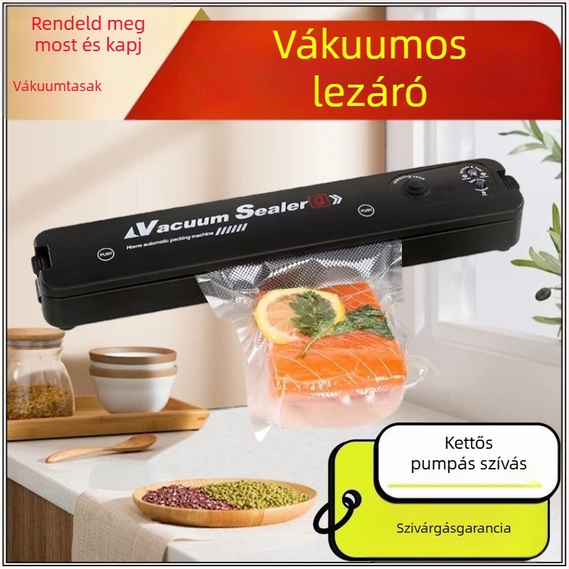 Otthoni vákuumzáró készülék, teljesen automata, élelmiszer-csomagoláshoz, All-in-One kialakítás