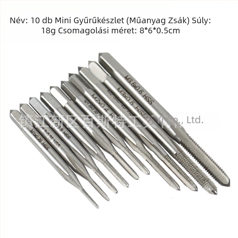 10 db mini egyenes horonyú menetfúró HSS6542 gyorsacél