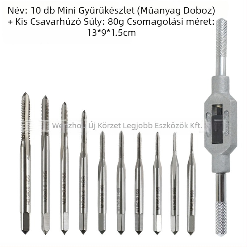 10 db mini egyenes horonyú menetfúró HSS6542 gyorsacél