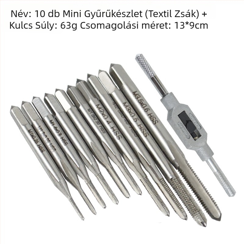 10 db mini egyenes horonyú menetfúró HSS6542 gyorsacél