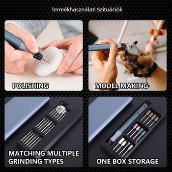 Mini vezeték nélküli elektromos csiszoló nefrit gravírozásához és polírozásához – állítható sebesség, nagy pontosság, Li-ion akkumulátor, 3.7–5V