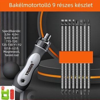 Csavarhúzó készlet reteses mechanizmussal és teleszkópos markolattal – kereszttípusú és különleges alakú bitek, multifunkcionális (Márka: Powerful Factory; Anyag: Szénacél; Készlet: Igen)