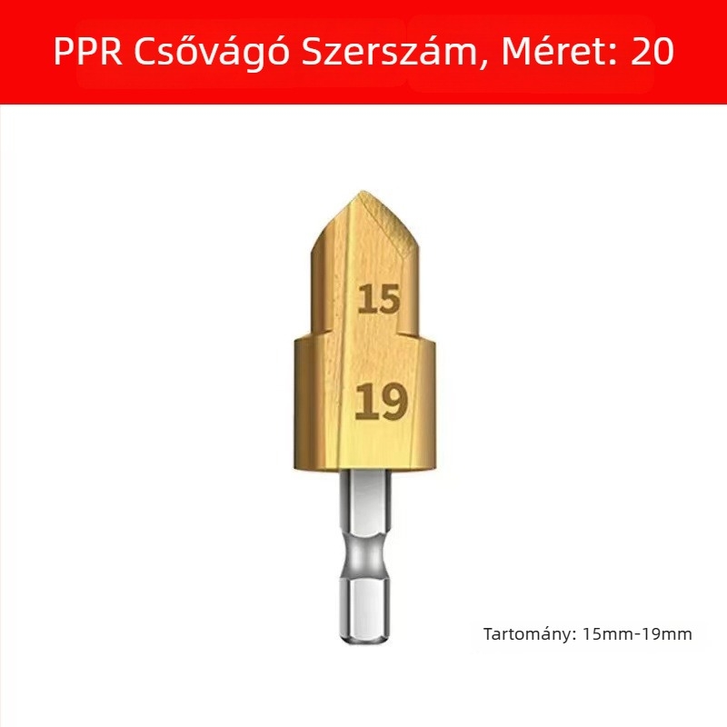 PPR csőhöz lépcsőfúró, kétélű, hatszögletű nyak