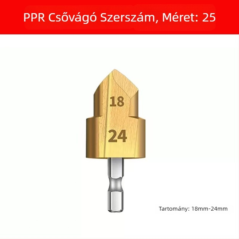 PPR csőhöz lépcsőfúró, kétélű, hatszögletű nyak