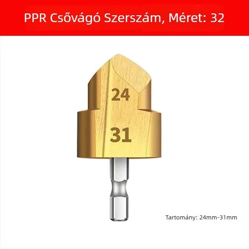 PPR csőhöz lépcsőfúró, kétélű, hatszögletű nyak