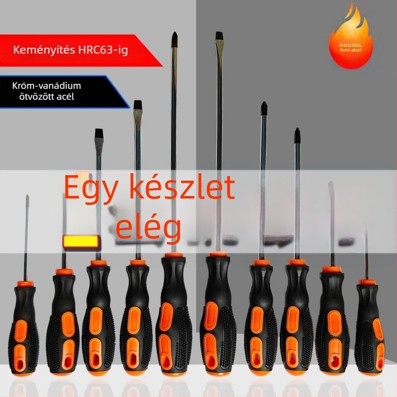 Erős mágneses csavarhúzó készlet, keresztes és lapos fejű csavarhúzók, magas szilárdságú, ipari osztályú háztartási eszköz