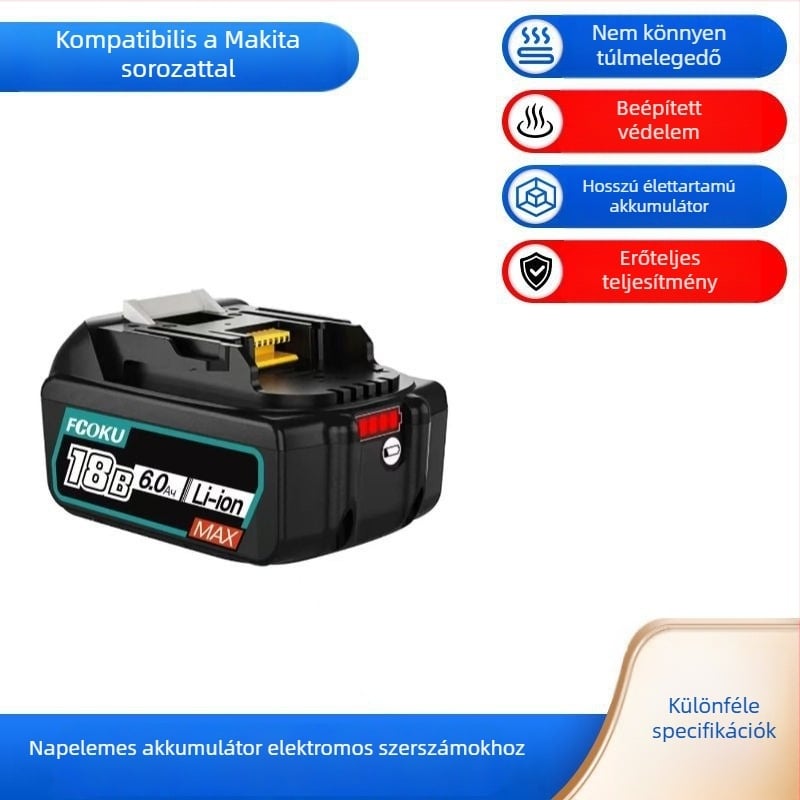 Mutian 18V 5.0Ah Li-ion akkumulátor BL1830/BL1850 vezeték nélküli szerszámokhoz