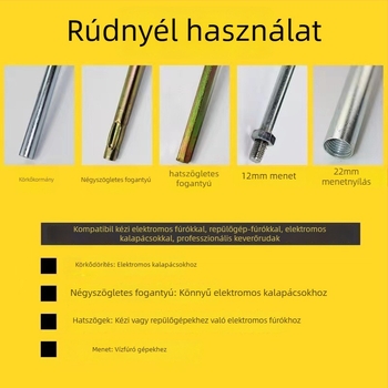 Keverőrúdszár fej elektromos fúróhoz és ütvefúróhoz – alkalmas gittpor keverésére, cementes bevonatokhoz és festékekhez.
