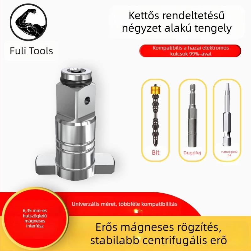 Elektromos csavarhúzó adapter készlet kettős használatú négyszögletes tengellyel – többfunkciós fej- és adapterkészlet