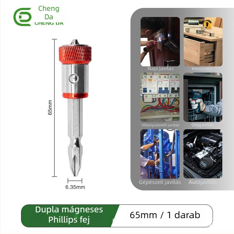 S2-es kereszthorny csavarhúzó bit mágneses gyűrűvel, csúszásmentes kivitel, 20 g