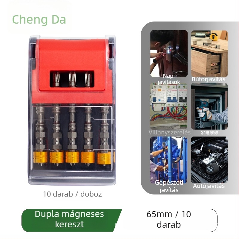 S2-es kereszthorny csavarhúzó bit mágneses gyűrűvel, csúszásmentes kivitel, 20 g