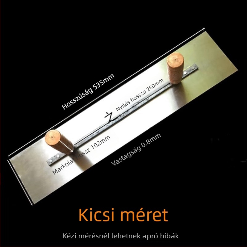 Kétfogantyús glettelő spatula rozsdamentes acélból, dekorációs munkákhoz, glettelő sorozat