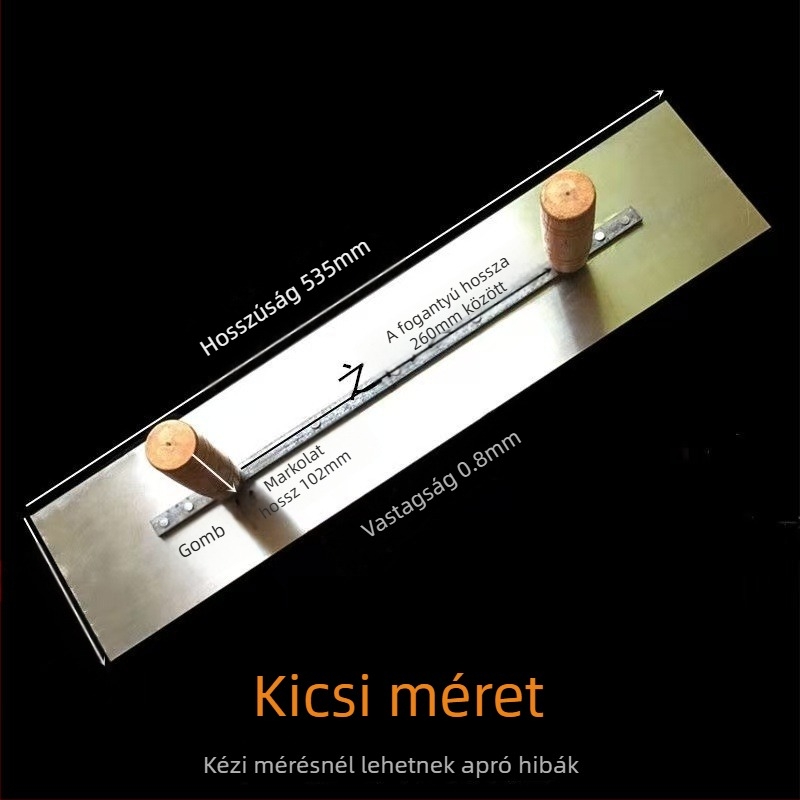 Kétfogantyús glettelő spatula rozsdamentes acélból, dekorációs munkákhoz, glettelő sorozat