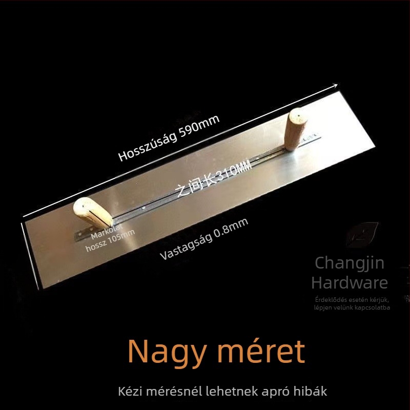 Kétfogantyús glettelő spatula rozsdamentes acélból, dekorációs munkákhoz, glettelő sorozat