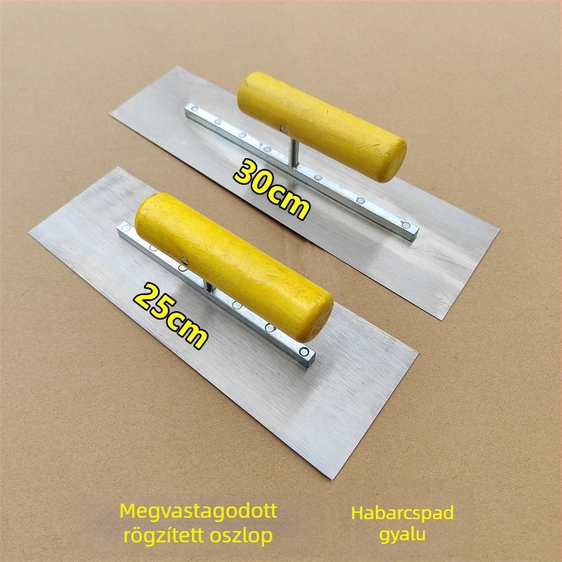 Mangán acél glettvas fa fogantyúval, modell 23, lapos spatula, alaplemez 65Mn