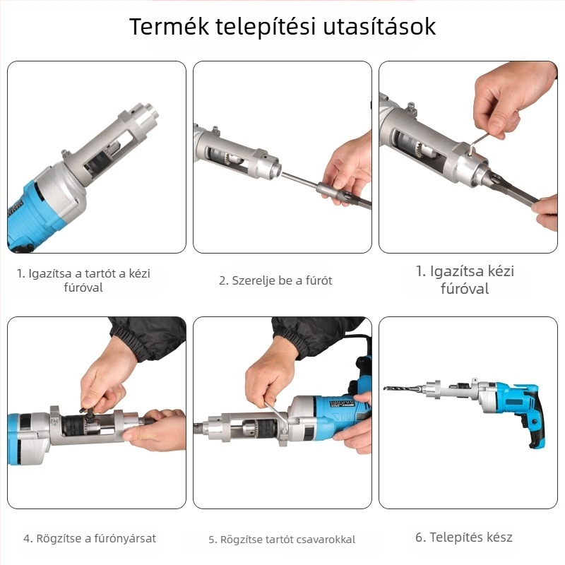 Személyre szabható alumíniumötvözetű négyszögletes fúró tartó elektromos fúrókhoz – faipari állvány