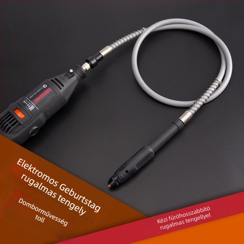 Elektromos hajlékony tengelyes csiszoló, patron 0,3–3,2 mm, 3 mm/6 mm csatlakozás kompatibilis, univerzális tok és fogantyú