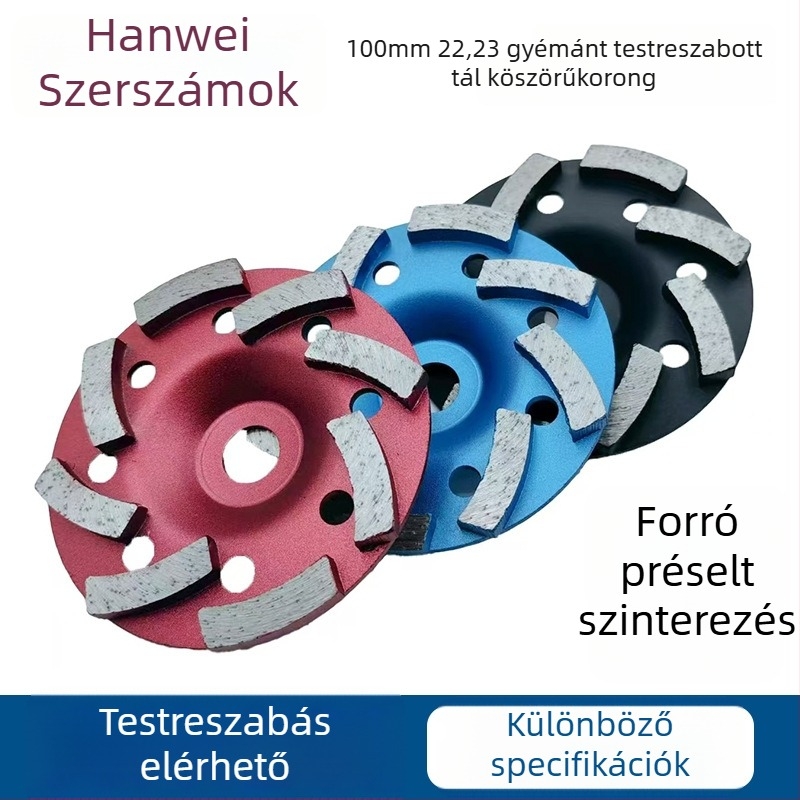 Gyémánt kúp-korongos csiszolókorong betonhoz — különleges alakú kupola, gyémántos konstrukció, szinterelés, Hanwei Tools
