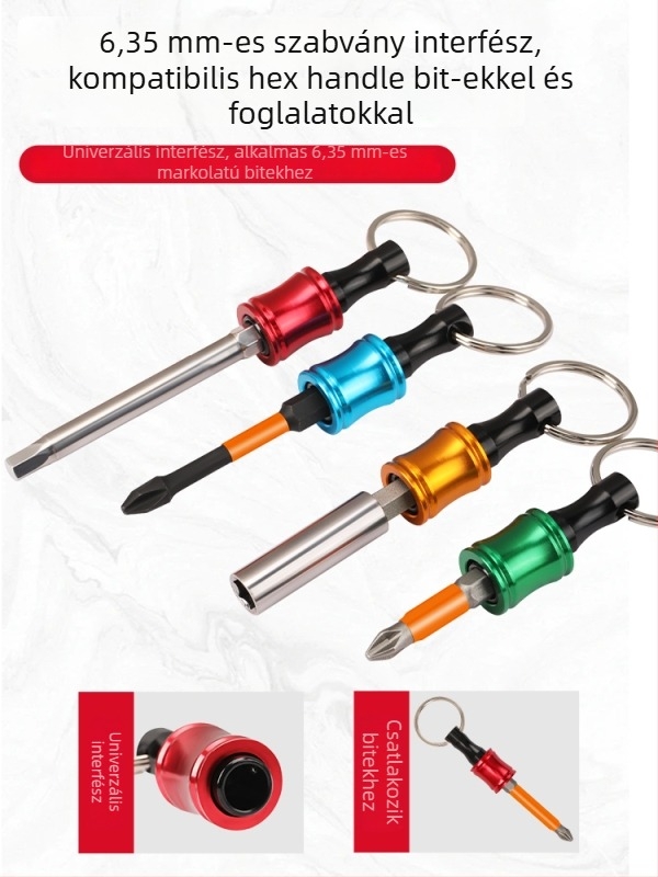 Bit tároló kulcstartó gyors csatlakozó, 1/4 hatszög adapter, konverziós rúd alumínium ötvözetből
