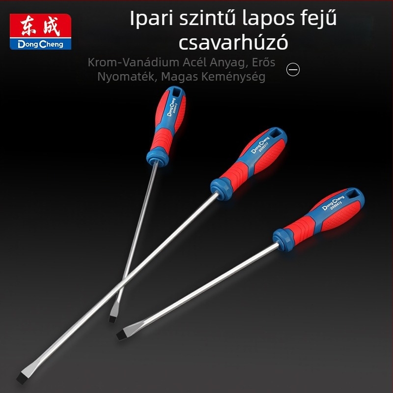 Ipari szintű mágneses csavarhúzó készlet Cr-Mo ötvözetű végződésekkel (kereszt és lapos) – Teljes készletet tartalmaz