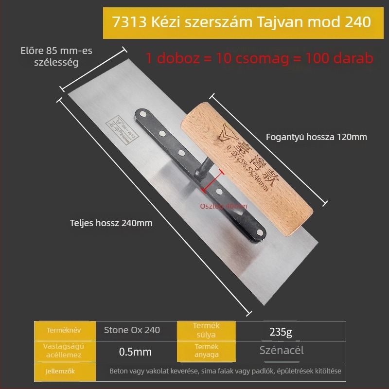 Shi Niu glettelő kés, lapos pengével típus, 5 mm vastagság, szénacél penge, Shandong eredet