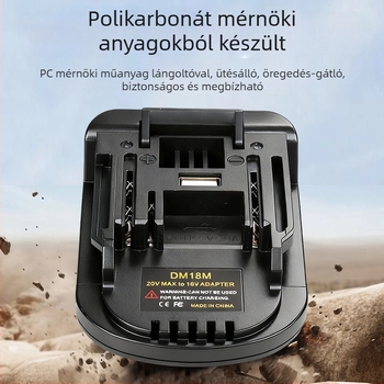 Makita MT elektromos szerszám konverter – Dewalt töltőhöz adapter, Li-ion, bemeneti feszültség 3.6V, 18–21V akkumulátorfeszültség