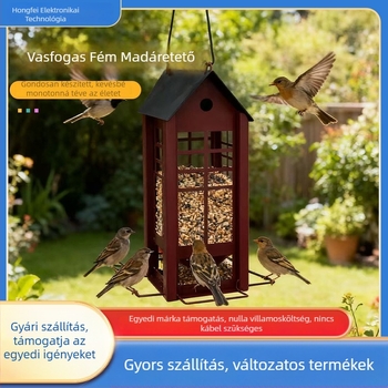 Fémes, függő madáretető kerthez – dekoratív madárház, kreatív stílus