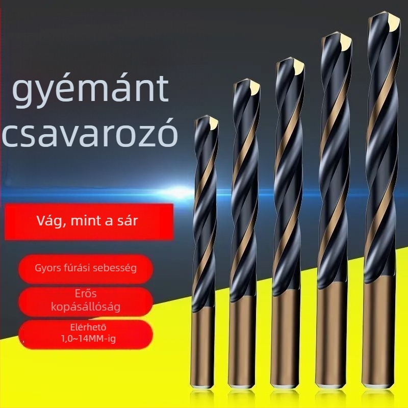 M43 kobaltos spirálfúró rozsdamentes acélhoz, fémek fúrására, magas keménység, egyenes nyelű fúrókészlet