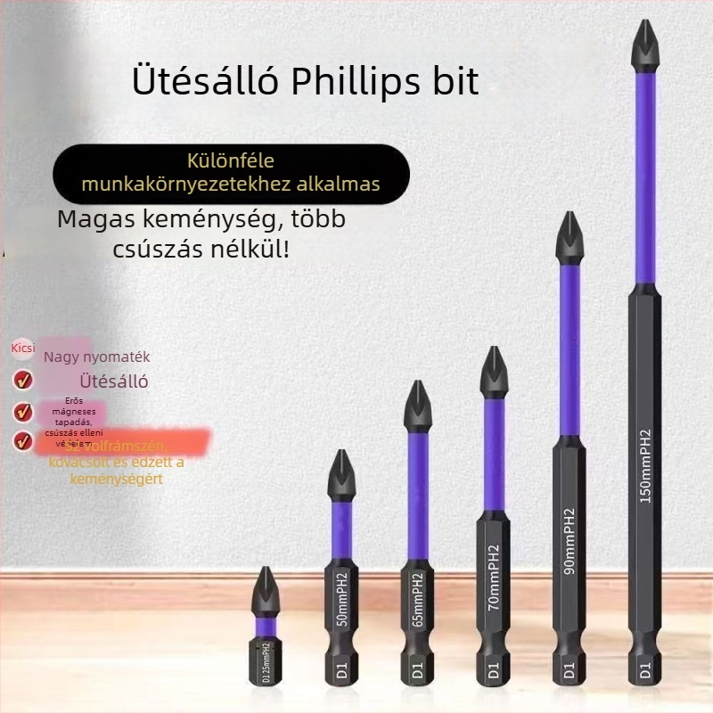 Keresztfejű csavarhúzó bit, S2 szerszámacél, mágneses, izolált, ütésálló, nagy szilárdság