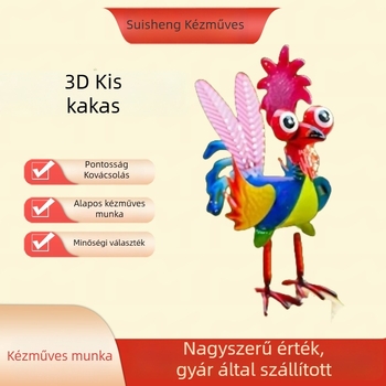 Vasból készült kakas – 3D színes állat dekoráció beltéri asztalokhoz és kertbe