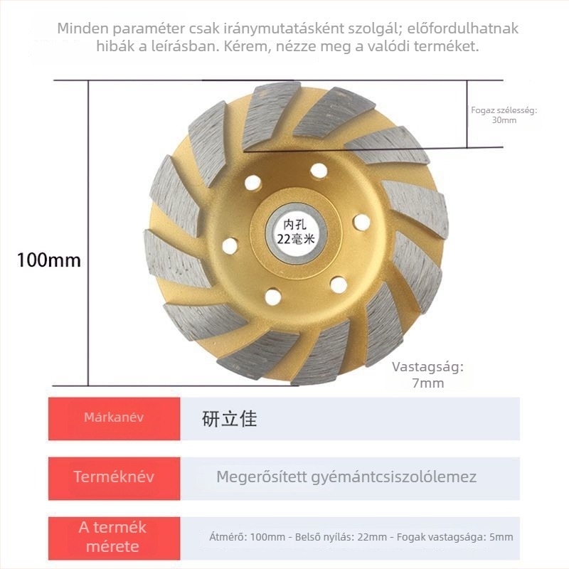 Yanlijia Gyémánt csiszolókorong szögcsiszolóhoz – kő, cement és beton felületekhez; Kínában gyártott