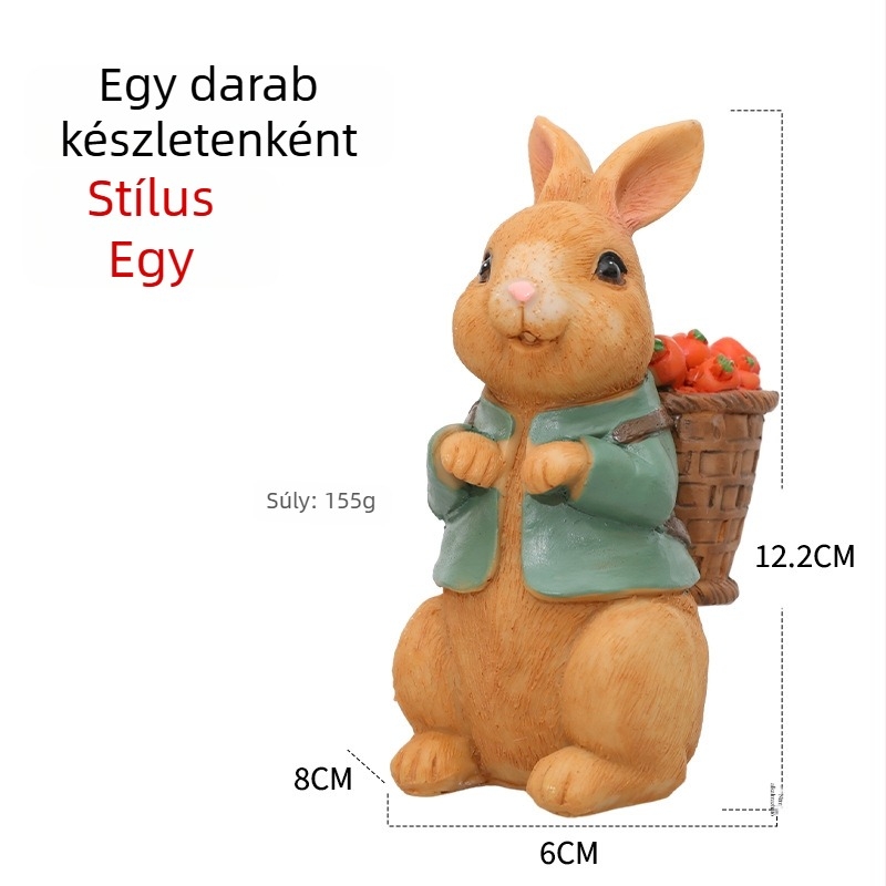 Nyúl dekoratív figurka, gyanta; stílus: rajzfilm; márka: Win; kategória: Állatok