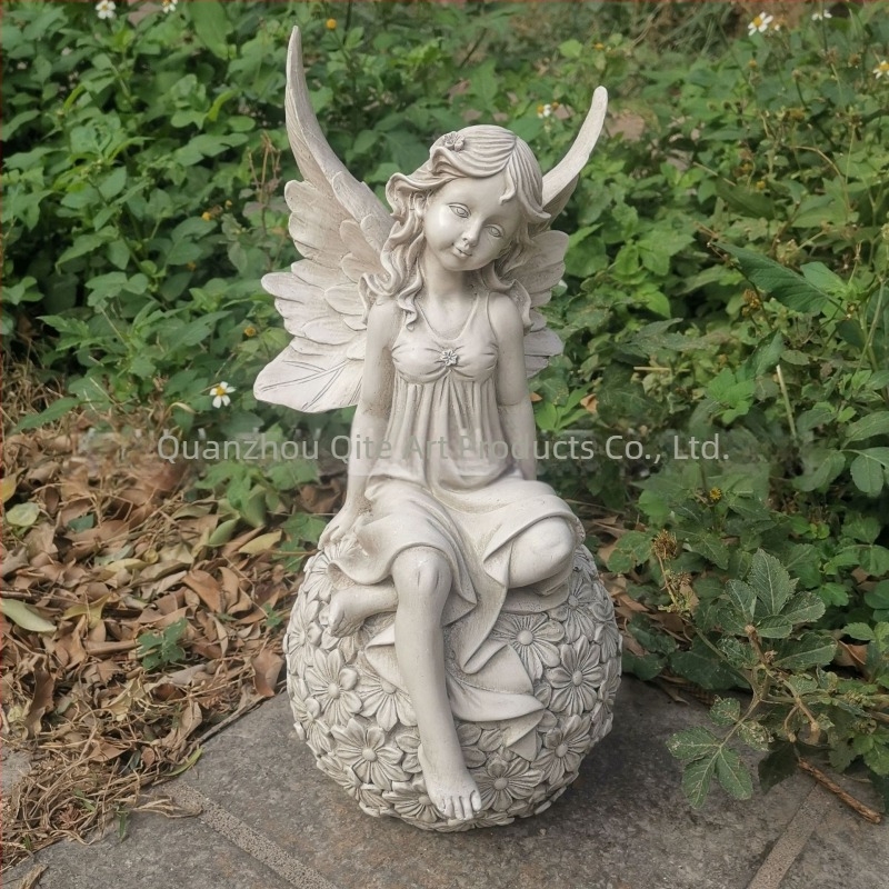 Műgyanta kerti tündér szobor – antik stílusú kültéri dekoráció, Qite Art márka, Quanzhou eredet
