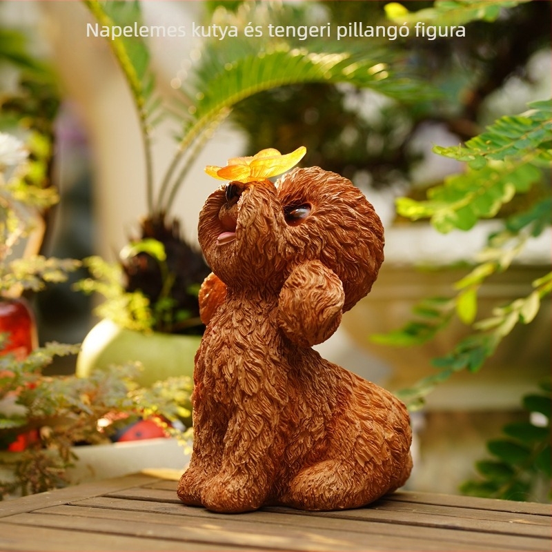 Tang Yun Crafts Gyanta kerti dísz: Teddy kutya napenergiával működő dekoráció udvarra és erkélyre