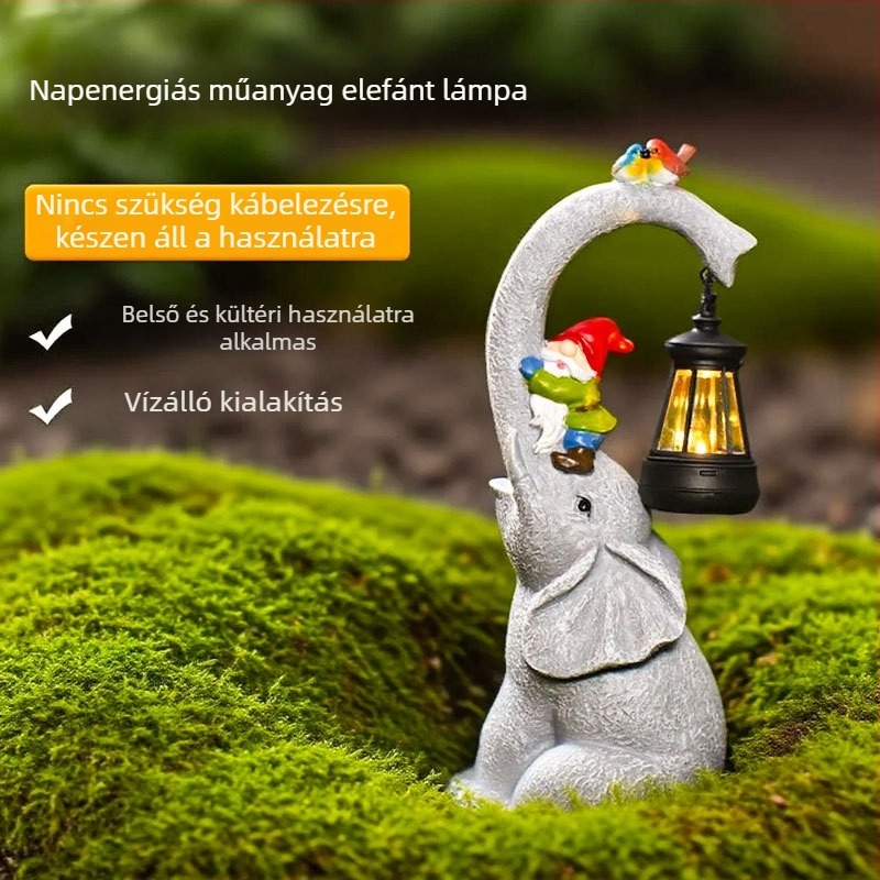 Gyanta pillangó-nyúl dísz napelemes világítással, kültéri kerthez
