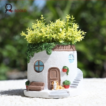 Gyantából készült kerti dekoráció: pasztorális stílusú virágtartó dísz szukkulensek számára, kültéri tájépítéshez Roogo/if