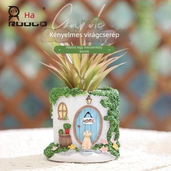 Gyantából készült kerti dekoráció: pasztorális stílusú virágtartó dísz szukkulensek számára, kültéri tájépítéshez Roogo/if