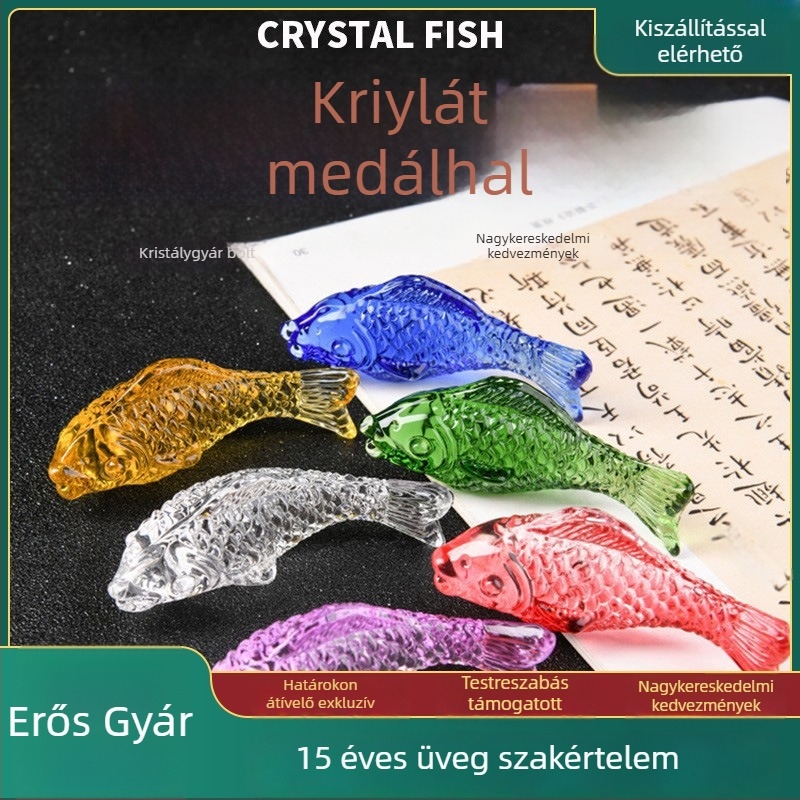 Koi Kristály dísz - Citrin kristály, Hal alak, Modern minimalista stílus, Üzleti ajándék