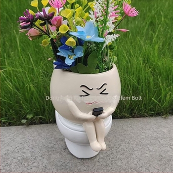 Egyrészes virágcserép szintetikus gyantából, kert- és udvardekorációhoz, geometrikus megjelenés, pásztor-stílus