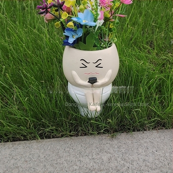 Egyrészes virágcserép szintetikus gyantából, kert- és udvardekorációhoz, geometrikus megjelenés, pásztor-stílus