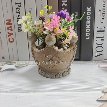 Egyrészes virágcserép szintetikus gyantából, kert- és udvardekorációhoz, geometrikus megjelenés, pásztor-stílus