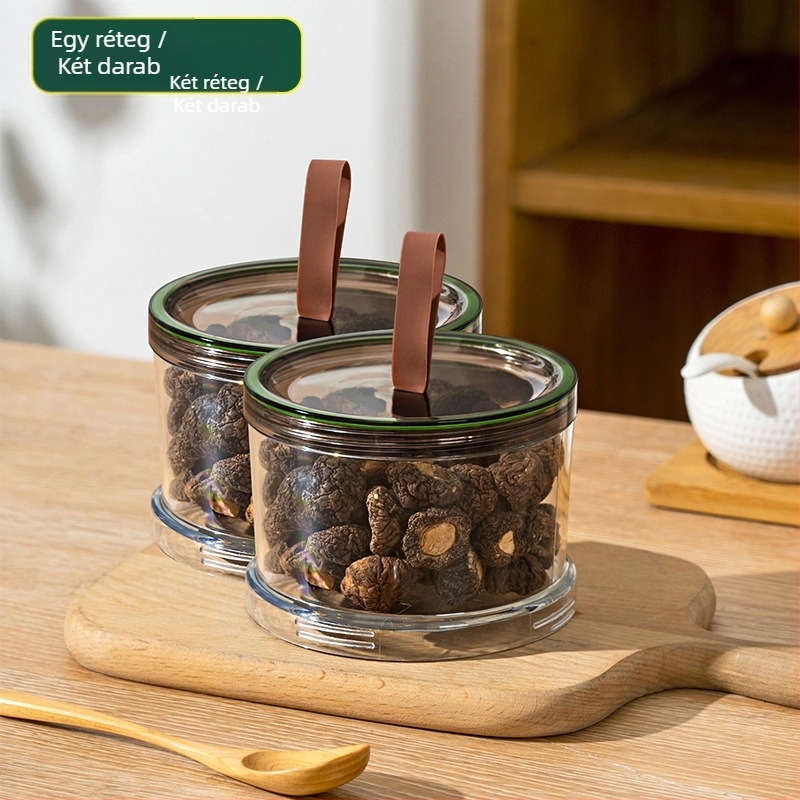 Élelmiszer-biztonságos műanyag fűszertároló doboz, nyolcszögletű, tömítő fedéllel, egymásra rakható